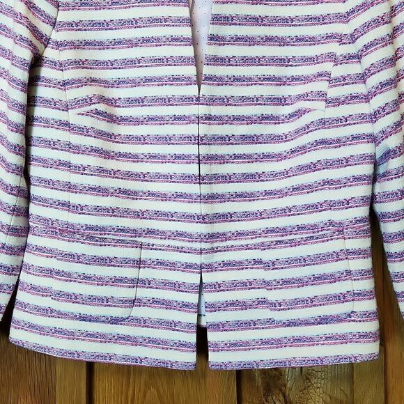 NEW Talbots Pastel Preppy Single Breasted Blazer Size 6 Pink Blue Cream Stripes - Picture 2 of 11